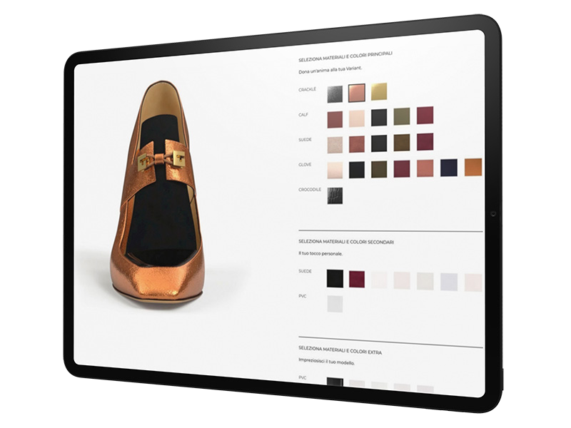 Visiq video demo — configuratore fashion su tablet